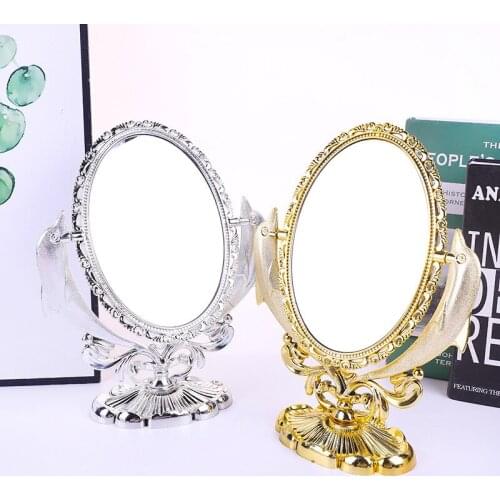 European double-sided mirror creative dolphin desktop makeup mirror double-sided rotating beauty mirror