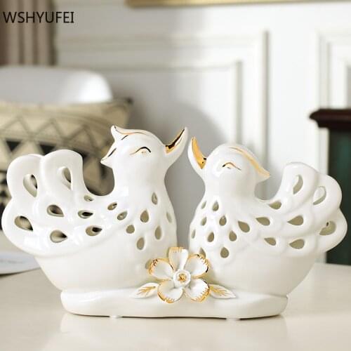 Chinese Style Ceramics Mandarin Duck Home Decore Living Room Wine Cabinet Art Ornament Marriage Room Decorations Wedding Gifts