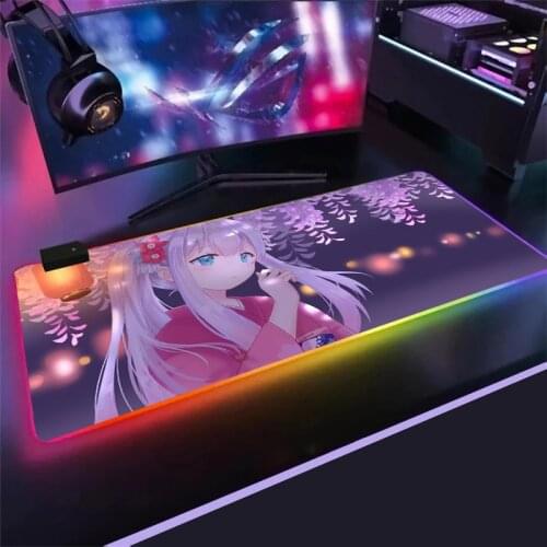 Anime Izumi Sagiri Rgb Xxl Mouse Pad XL Mause Pad Gamer Backlit Mat Keyboards Computer Peripherals LED Mausepad Deskmat Play Mat