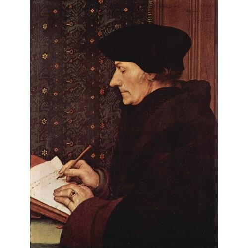 TOP ART WORK painting # Netherlands theologist Desiderius Erasmus portrait print art oil painting on canvas--good quality