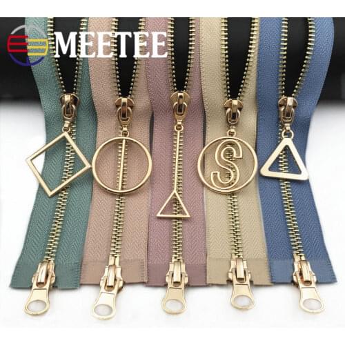 Meetee 1pc 5# Metal Zipper 80/100/120cm Open-End Double Sliders Zipper Coats Brass Zip for DIY Sewing Garment Accessories ZK501