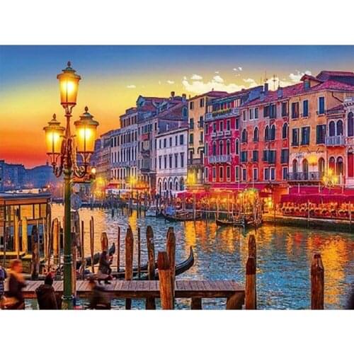 5D DIY Handmade Sewing Supplies Square Diamond Embroidery Ancient Town Art Diamond Painting Kit Complete Home Decoration