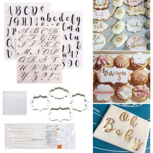 Cake Cookie Cutter Embosser Alphabet Fondant Cookie Silicone Mold Letters Biscuit Fondant Mold Cake Decorating Tools Baking Tool