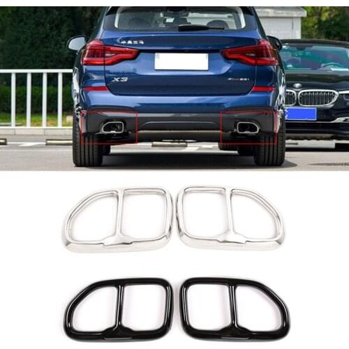 Stainless Steel Exhaust Pipe Trim Tail Throat Frame Decoration Trim Cover Fit For BMW X3 G01 2018-2020 Car Styling