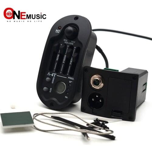 A-4T Oval 4 Band EQ Acoustic Guitar Preamp with Round Digital Procedding Tuner 98x44.5mm Equalizer Guitar Pickup Rubber Oil