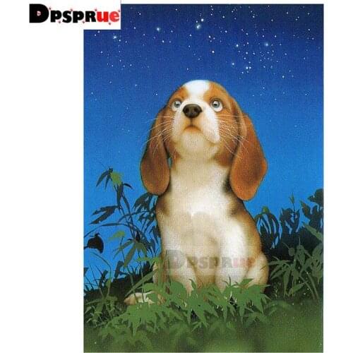 Dpsprue Full Square/Round Diamond Painting Cross Stitch Diamond 3D Embroidery Dog DIY 5D Moasic Home Decor Gift D31