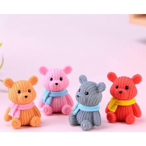 8pcs Popular Party Home Decor Accessories Cute Plastic Teddy Bear Miniature Fairy Easter Animal Garden Figurines Childrens Room