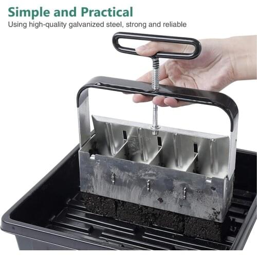 Handheld Soil Blocker 2-Inch Soil Block Maker Soil Blocking Tool with Dibbles for Garden Gadget