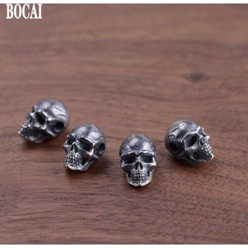 S925 pure silver Thai silver pendant for man skull cross perforation handmade accessories pendant small pendant mans pendant