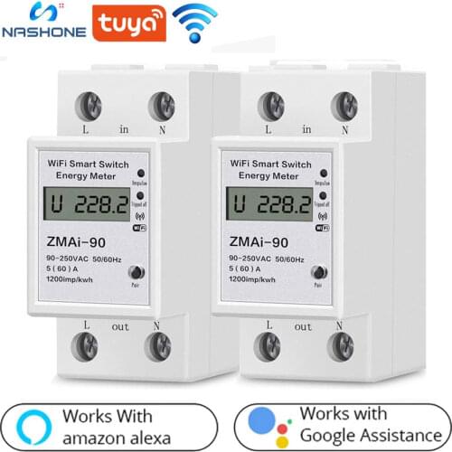 Tuya Power Meter With Wifi Single Phase Intelligent Energy Meter Digital Wattmeter Ork With Alexa Google Home Voltage Relay 220V