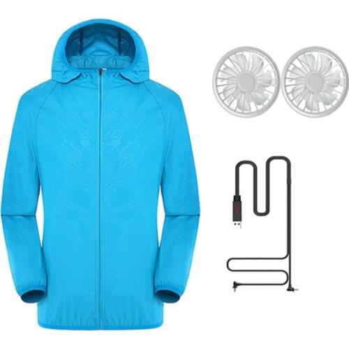 Men Women Summer Fan Cooling Jacket Three-speed Air Conditioning Couple Clothes Light Breathable Skin floral coat