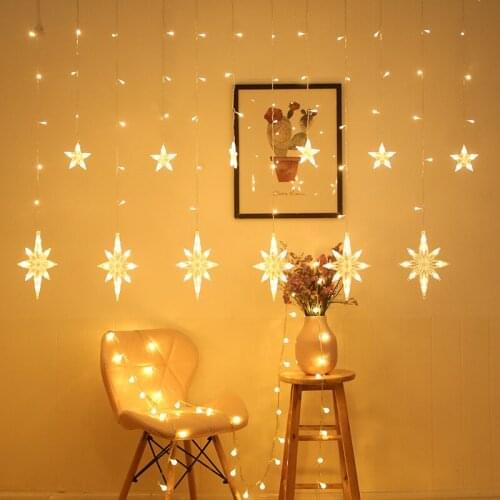 EU Plug Polaris Elk Star Lamp Led String Lights Christmas Decor for Home Indoor Room Curtains Lights Fairy Garland Navidad Natal