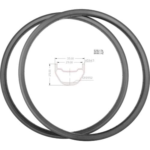 27.5er carbon mtb disc wheel AM 35x25mm 650B carbon MTB rims tubeless Mountain bike wheel clincher MTB Bike rims ERD 552mm