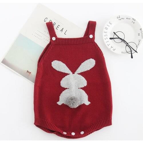 Qunq Knitted Baby Girls Romper 2021 New Spring Rabbit Cute Infant Girl Clothes High Quality Newborns Jumpsuit Costume