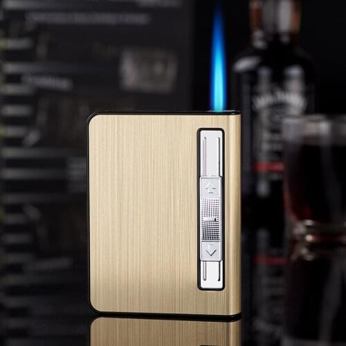 Straight Into The Cigarette Case 10pcs Moisture-proof Automatic Cigarette Case Inflatable Aluminum Alloy Cigarette Case Lighter