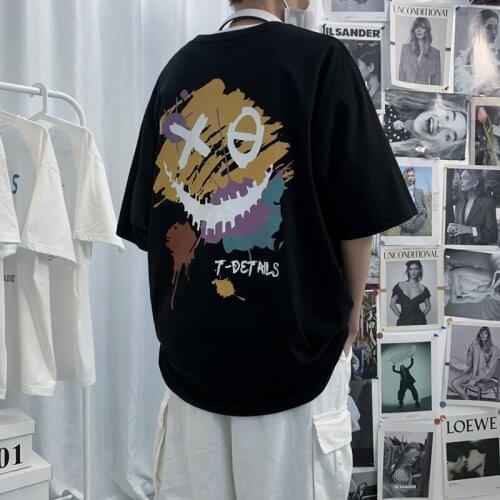 2021 Summer Fashion Cotton Graffiti T-shirts For Men Tops Casual Short Sleeve O-Neck Hip Hop Printed Tshirt Harajuku Loose Male