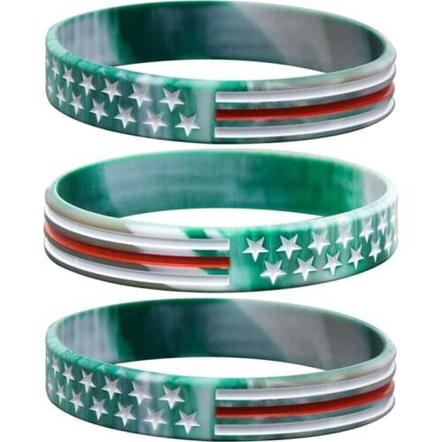 300pcs American USA Flag in Army Green Silicone Wristbands Bracelets Free Shipping by DHL