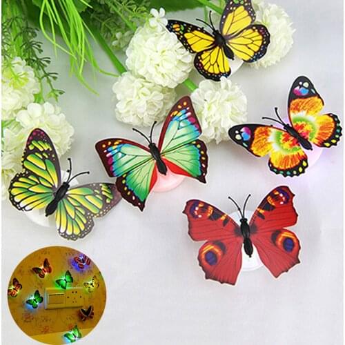 3D Phoenix Tail Butterfly Wall Sticker Home Decor Colorful Luminous Butterfly Wall Sticker