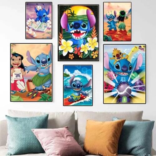 5D DIY Diamond Painting Disney Cute Cartoon Lilo & Stitch Cross Stitch Kit Full Drill Embroidery Mosaic Picture of Rhinestones