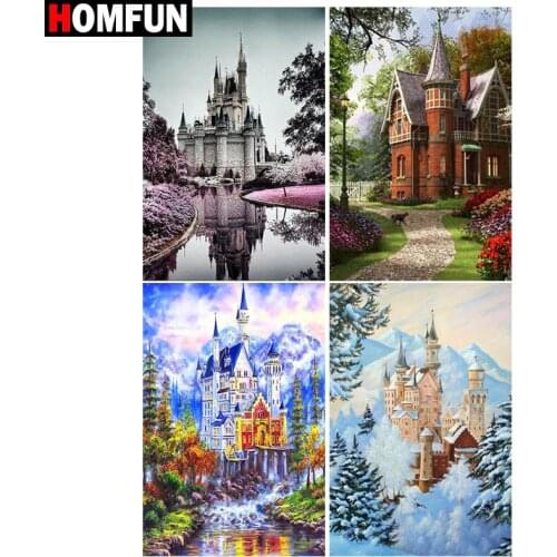 HOMFUN Full Square/Round Drill 5D DIY Diamond Painting "Castle scenery" 3D Embroidery Cross Stitch 5D Home Decor Gift