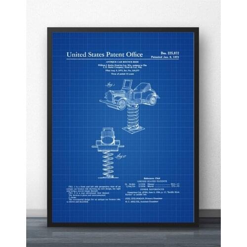 Antique Car Bounce Ride Patent Blueprint Wall Art Paint Wall Decor Canvas Prints Canvas Art Poster Oil Paintings No Frame