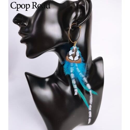 Cpop Boho Ethnic Nature Feather Earring Small Chic Statement Earring Fashion Feather Jewelry Accessories Wholesale Hot Sale Gift