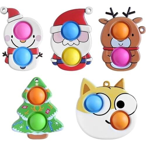 Christmas Style Pop Bubble Fidget Simple Dimple Sensory Popping Fidget Toys Keychain
