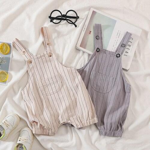 Toddler Baby Overalls 2021 New Summer Short Overalls for Boys and Girls Baby Kids Cotton Striped Short Jumpsuits Children Shorts