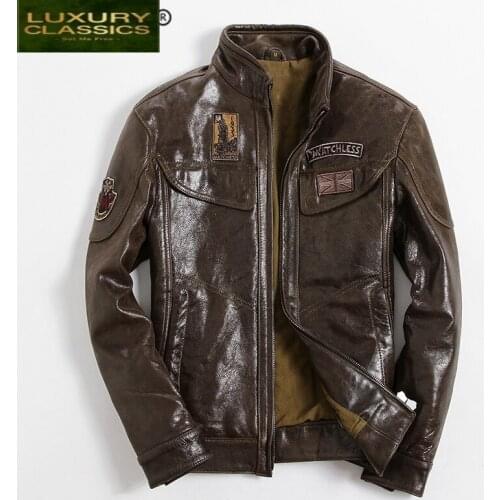 Leather Jacket Men Real Clothes 2021 Streetwear Fashion Mens Sheepskin Coat Slim Fit Moto Biker Genuine Leather Coat 6001
