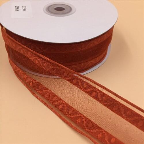38MM X 25 Yards Orange Organza Wire Edge Ribbon With Jacquard Edges for Birthday Decoration Gift Wrapping 1-1/2"