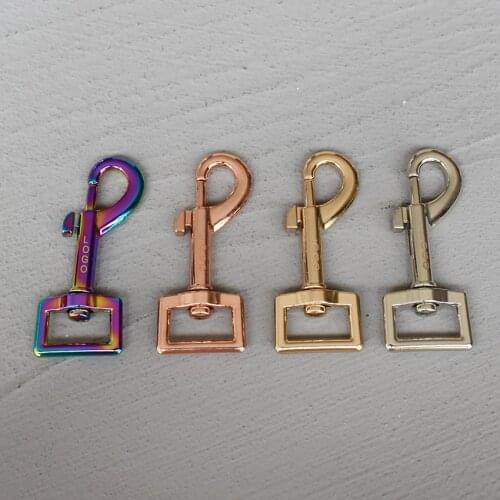 LOGO 50 Pcs 20mm Metal Snap Hook Trigger Lobster Clasps Clips Flat Bottom Spring Gate Leather Craft Pet Leash Bag Strap Belt