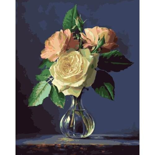 MaHuaf-i482 Rose DIY oil painting by numbers on canvas nordic decoration wall acrylic art flower picture for living room