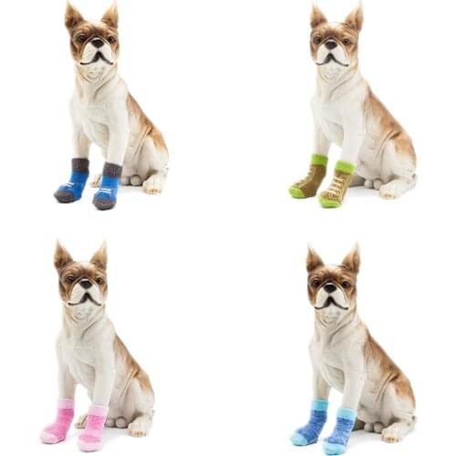 Dog Socks Knitted Cotton Warm Soft Non-Slip Comfortable Supplies for French Bulldog Puppy Warm Walk Socks Cute Decoration