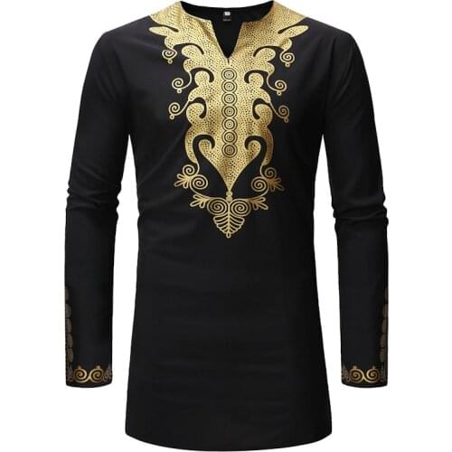 Extra Long Men African Clothes 2020 Brand African Dashiki Print Shirt Men Long Sleeve Streetwear Shirt Male African Clothing XXL