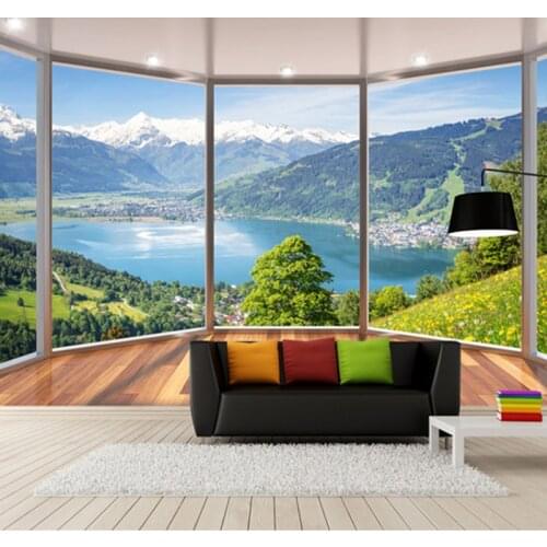 Custom 3d Stereo Photo Wallpaper 3D Balcony Floor Windows Landscape TV Sofa Background Wall Murals Living Room Bedroom Wallpaper