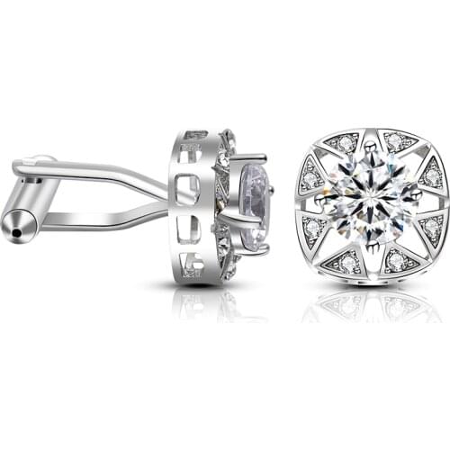 Modern Design Big White Crystal Cufflinks Curve Mens Wedding Shirt French Casual Cuff Link 2019 Fathers Day Gift for Dad