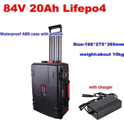 Waterproof high quality Lifepo4 84V 20AH Battery Electric bike Battery with BMS for ebike scooter motorbike +3A charger