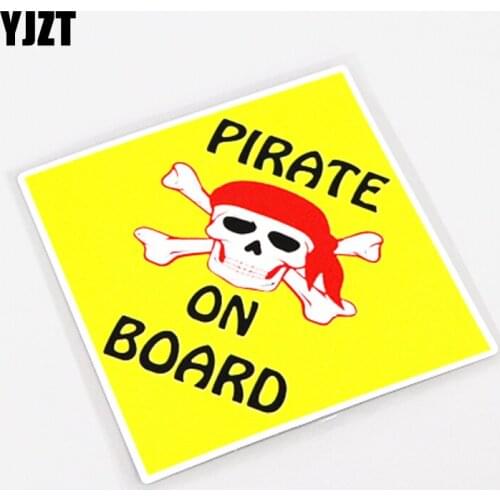 YJZT 14.5CM*14.5CM Chromatic Yellow Pirate On Board PVC Car Window Stickers Decal 13-1091