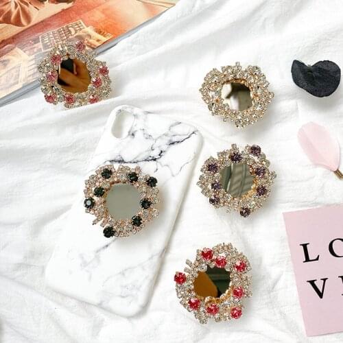 Diamond-Studded Mobile Phone Holder Mirror Lazy Bracket Universal Mobile Phone Finger Grip Mobile Phone Holder Phone Grip