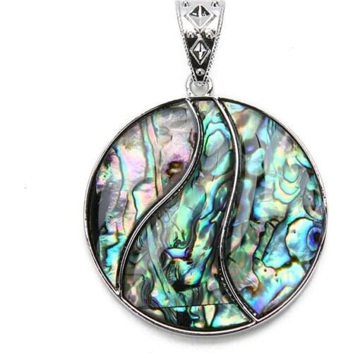 Abalone Shell Pendant Big Round Natural See Paua Shell Charm Pendant for DIY Handmade Necklace Jewelry Making Findings