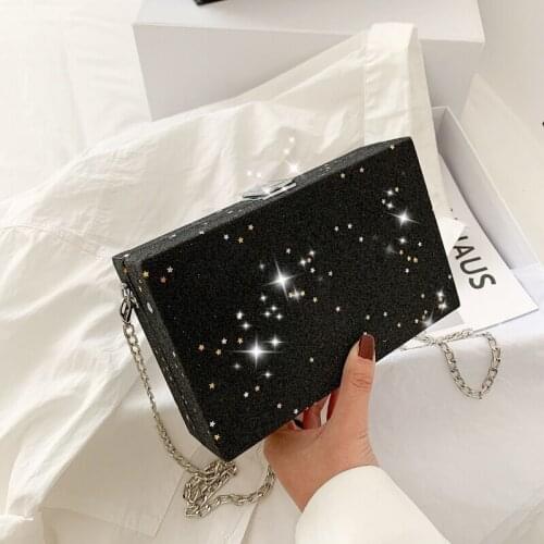 Fashion cute sequin small square chain hand bag glitter purse bags women handbags ladies crossbody