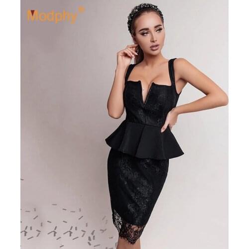 Sexy Lace Bandage Dress Women Sleeveless Ruffled Bodycon Club Celebrity Evening Party Dress 2020 Summer Fashion New