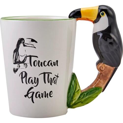 Animal Parrot Mug Heat-Resistant Espresso Coffee Mug Cup Turkish Coffee Drink Beverage Serving Durable Cup Stoneware White Tea Cup Drinkware Gift Kitchen Accessories Decorative Parrot Figure Animal Mug