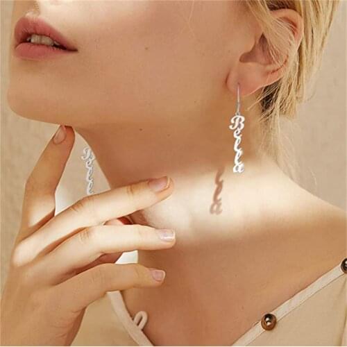 1 Pair Personalized Custom Name Earrings For Women Customize Initial Nameplate Stud Earring Gift For Best Friend Girls aretes