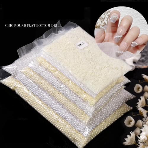 1 Box Charm Half Round Pearls 3D Nail Art Decorations Ivory White Color 2/3/4mm Jewelry Fashion Manicure Design Accessories