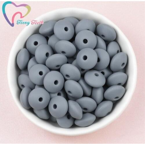 Teeny Teeth 50 PCS Gray Color Lentils Silicone Beads For Teething Necklace Baby Teether Toy Accessories Silicon Pacifier Beads
