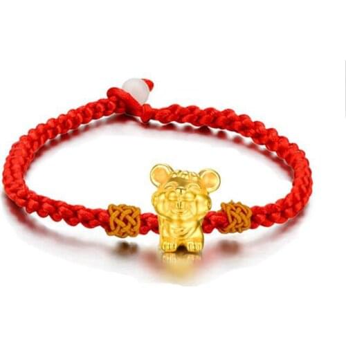 999 Pure 24K Yellow Gold / Lucky Twelve zodiac Mouse Bracelet 1.14g