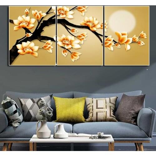 5D Diamond Embroidery Painting Flowering tree branch diamond mosaic Home Decor the Full Square Diamond Painting Handicraft 3PCS