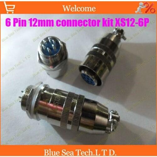 Free Shipping 10 sets=20pcs 6 Pin 12mm Male & Female mic circular connector kit XS12-6P Socket+Plug,Aviation plug interface