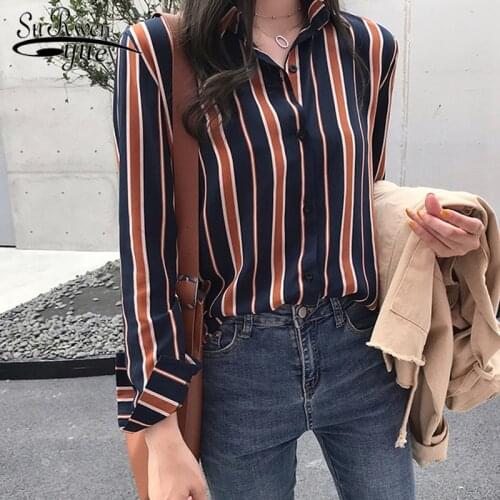 Plus Size Women Tops Striped Blouse Shirt Fashion Womens Tops And Blouses Long Sleeve Women Shirts Clothes Women Blouse 1677 50